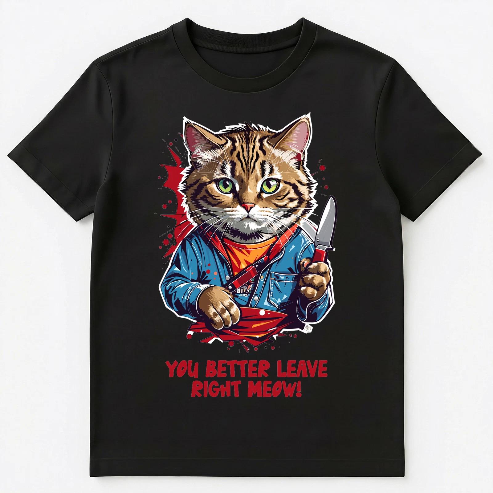 

Cute Cat With A Knife Funny Pun Unisex T-Shirt M