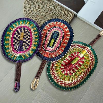 Vietnam Imports Hand Woven Seaweed Fan Oval Dopamine Daily Ins Style African Element Decoration Homestay Summer
