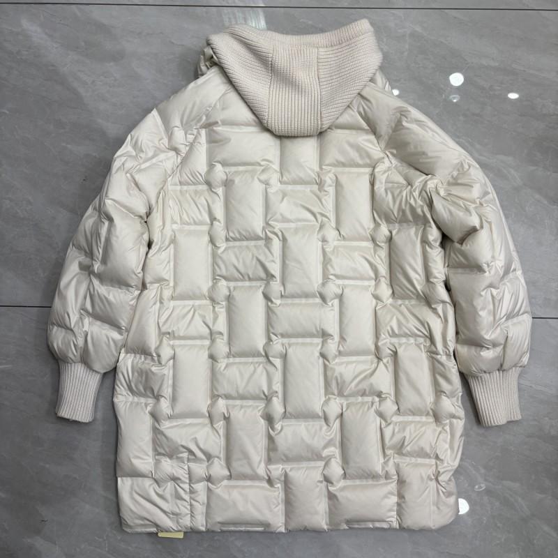 Womens Hooded Mid-Length Down Jacket With Duck Fill Warm Winter Coat Street Style