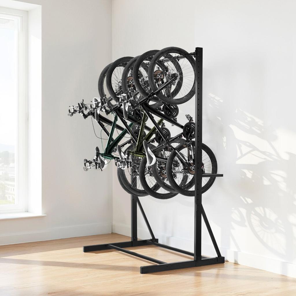 Freestanding Bike Rack Max 5 Bikes Bicycle Organizer Standing Bike Rack
