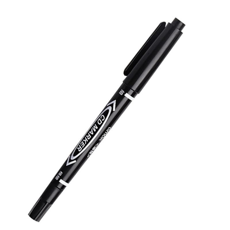 1 pcs Twin Tip Permanent Marker Pen Waterproof Ink Fine Point Black Blue Red Oil Ink 0.5/1.0mm Round Toe Fine Marker Pens
