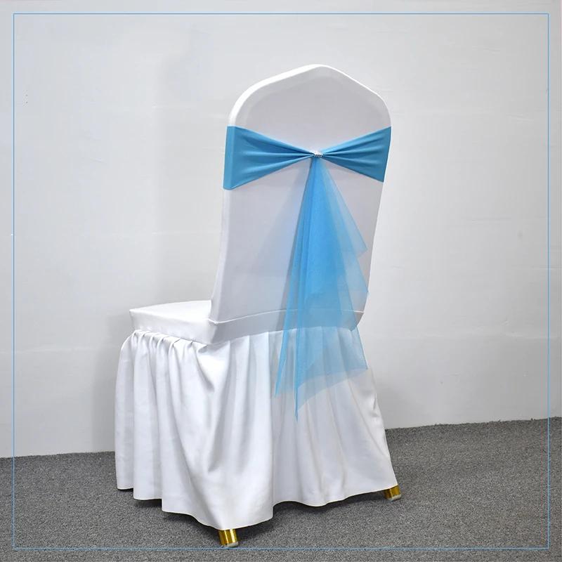 10/50 pièces Stretch Spandex Nœuds de Chaise avec Ruban Organza à Nouer Pour Banquet Fête Mariage Élastiques Écharpes de Chaise