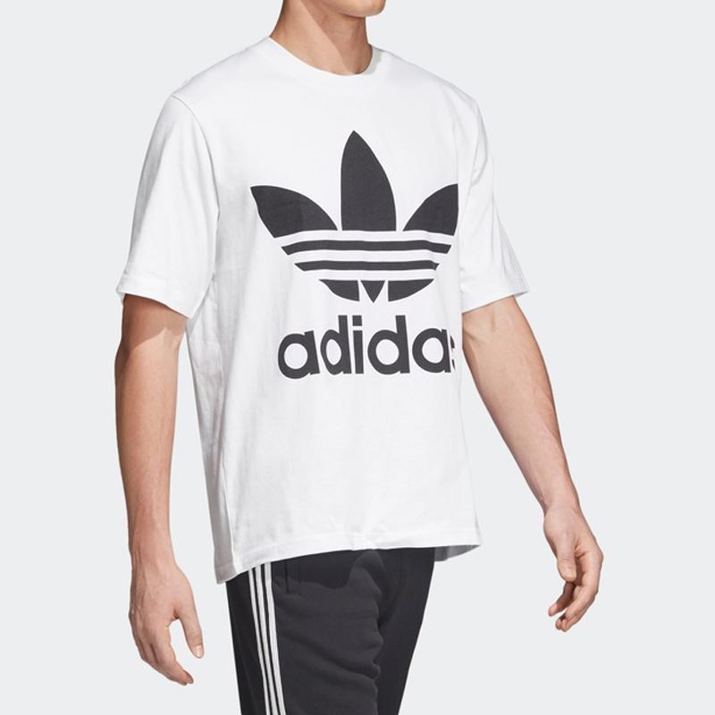 Adidas Originals Trefoil Casual Print Crew Neck T-Shirt Men Tops White CW1212