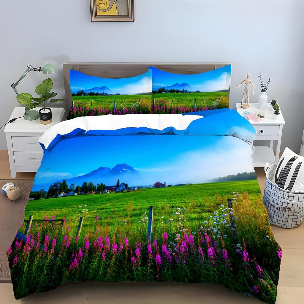 Prairie Duvet Cover Set for Teens Queen Size Quilt Covers Lightweight Down B Room Decor 2 Pillowcases 1 Duvet Cover No Comforter