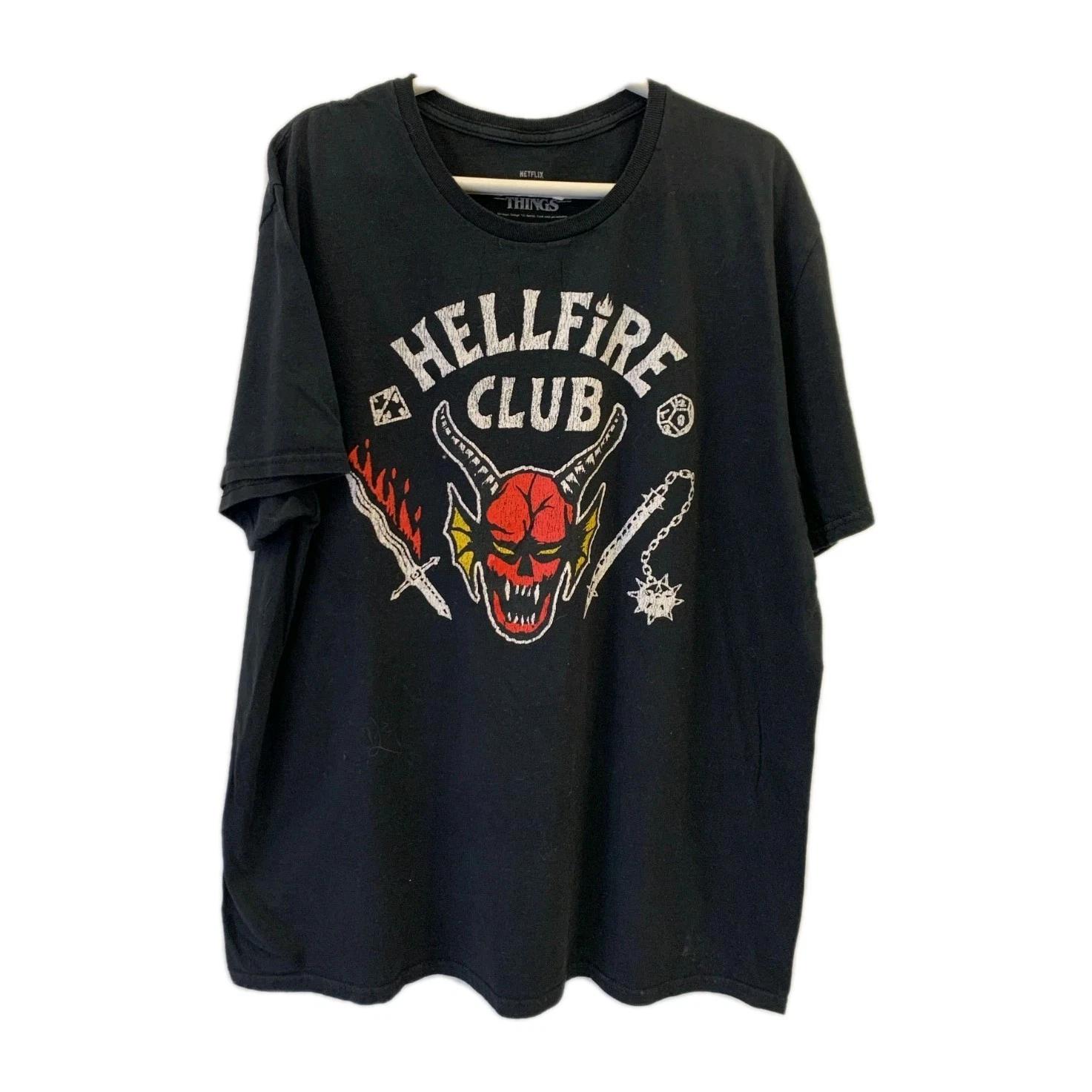 Stranger Things Hellfire Club T-Shirt Black Netflix Official Size XL #62 4XL