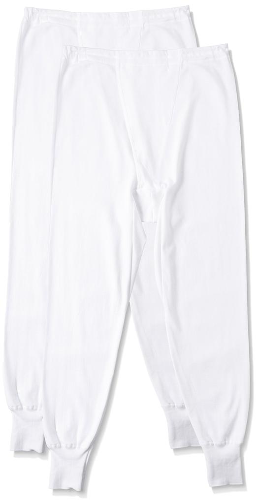 Gunze RP28022 Long Front Far Infrared Set of Size L Men's Pants, Opening, Processing, Quick-Drying, Smooth, 2, White,
