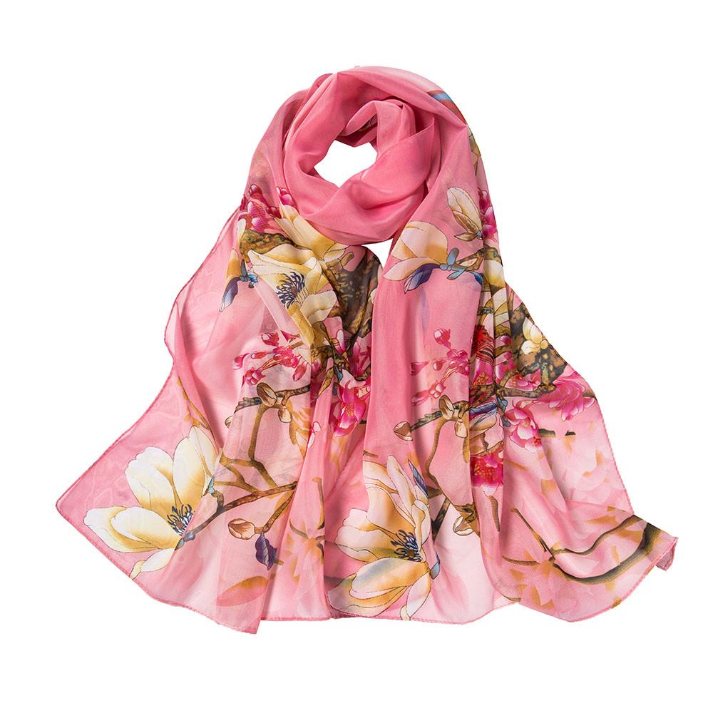 

Модный женский длинный мягкий шарф с цветочным принтом, шаль, шарфы розовый