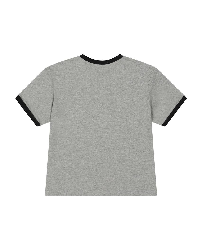 Lujeoseukeulleob Star Applique Crop Ringer T-Shirt Gray