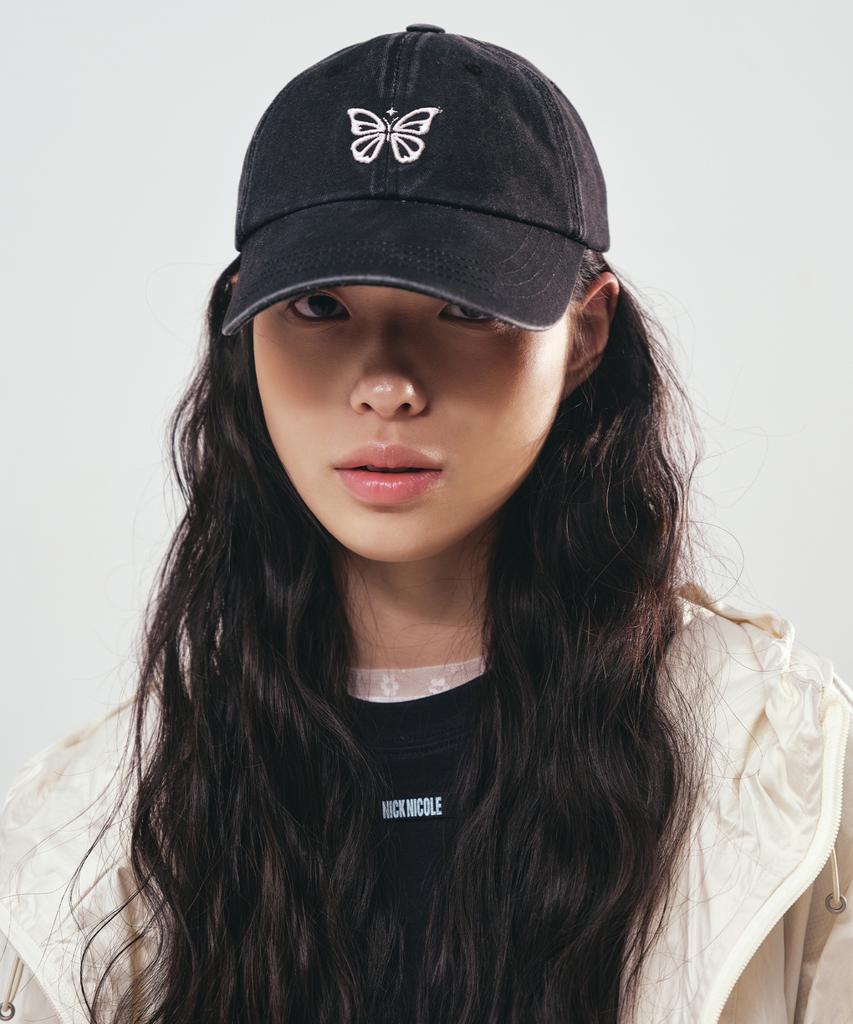 Nigaennikol Vintage Mini Butterfly Ball Cap_Black Pink