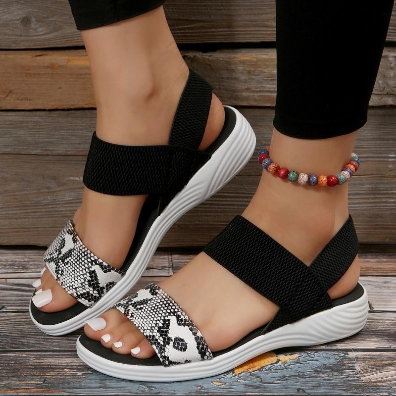 Fashion New Casual Shoes Loose Fitting Leopard Print Slippers Thousand Birds Stripe Design Rubber Outsole Women's Sandals Zapatos Mujer