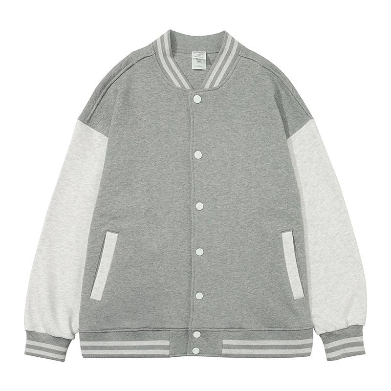 

NEUYEE Ретро Американская Тяжеловесный Хлопок Колорблок Со Спущенным Плечом Бейсбольная Куртка 3XL