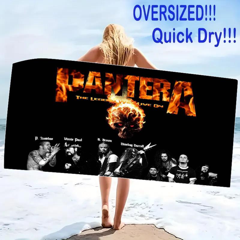 Pantera Band Print Beach Towel, Large Soft Quick Dry Towel for Beach Camping Swimming