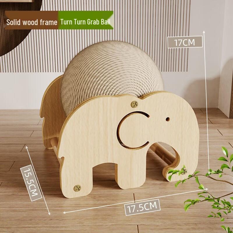 Wooden Sisal Elephant Cat Scratcher Toy