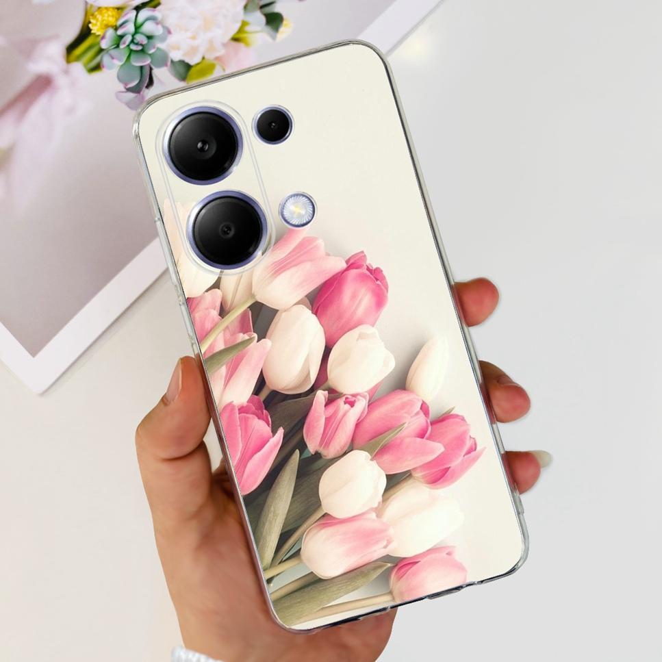 For Xiaomi Redmi Note 13 Pro 4G Case Beautiful butterfly flower TPU Soft Silicone Cover For Xiaomi Poco M6 Pro Bumper Phone Case