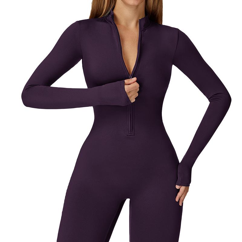 Plus Velvet Nude Yoga Jumpsuit - Outdoor Warm Fitness Wear
