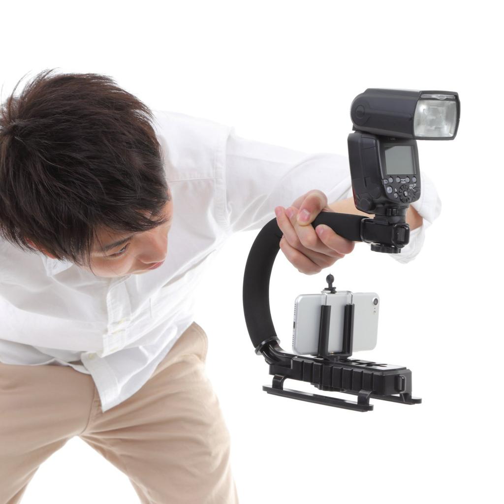 Stabilizer Handle Grip with Smartphone Clip for Photography of and More R-STYLE Low-Angle Children, Pets, (Black)