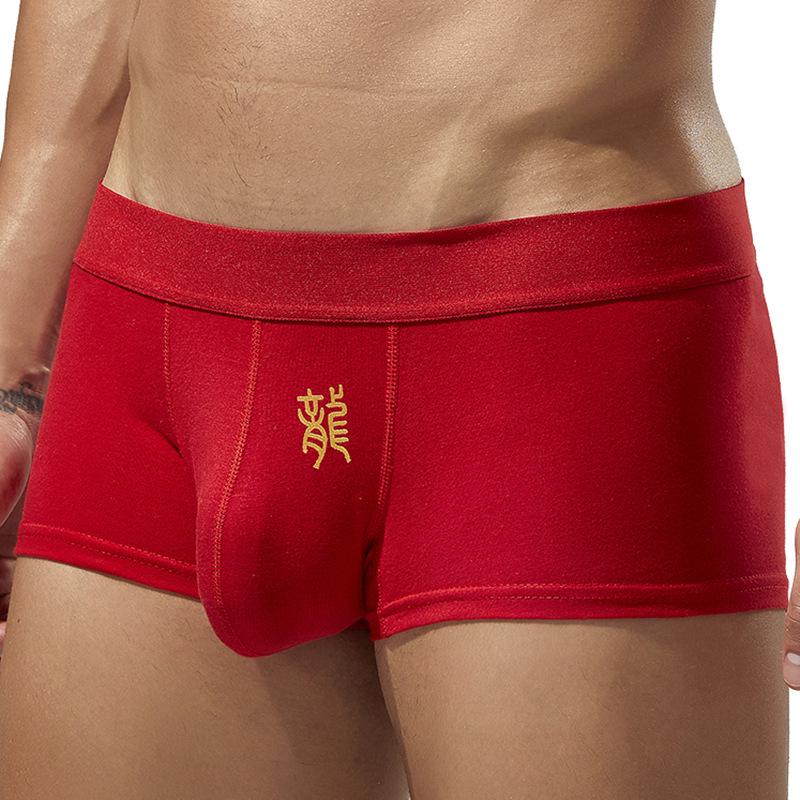 SEOBEAN 2024 Herren Low-Waist Drachen Boxer Briefs in Rot