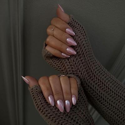 Nails Gentle Pink Laser Nail Art Fake Nails Short Nail Pieces Fake Nails