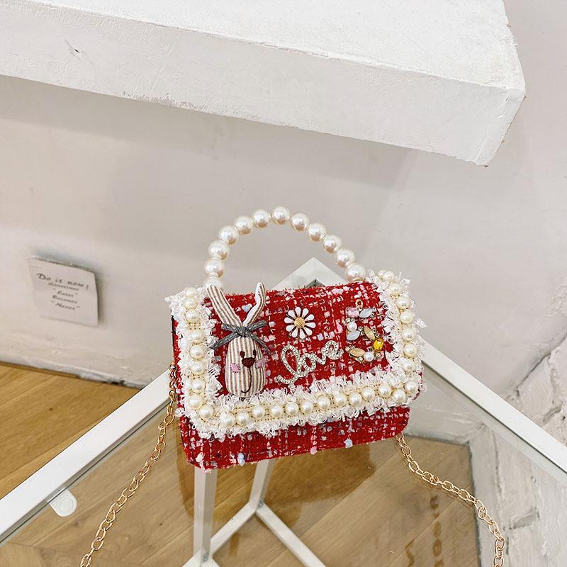 Stylish Mini Girls Handbag With Pearl Bow Design For Fashionable Princesses In Black And White Colors