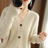 Women's Pure Wool Solid Color Cashmere Cardigan Sweater - V Neck Autumn/Winter Knitwear