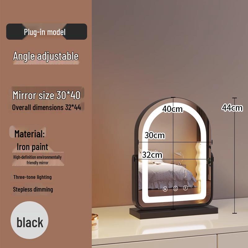 LED Rotating Makeup Mirror - Large Desktop Vanity Mirror with Lights for Master Bedroom