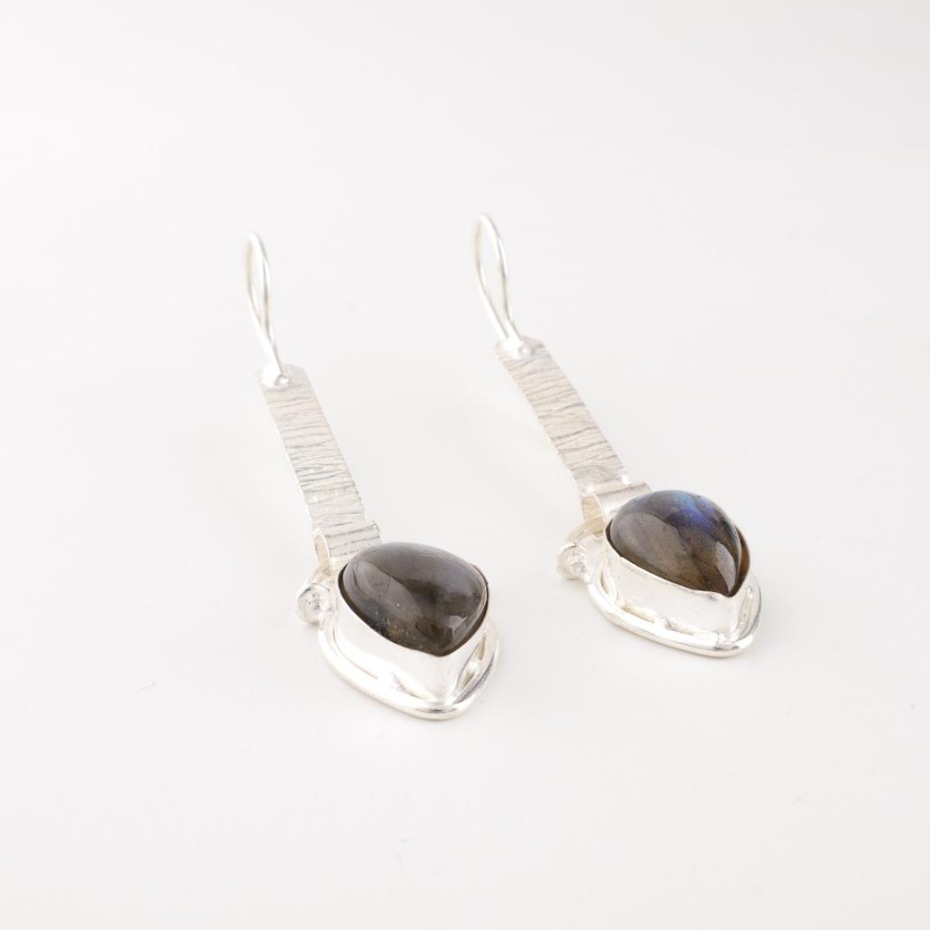 Natural Labradorite Gemstone 925 Sterling Silver Jewelry Handmade Earrings 2.3" EE-166-24