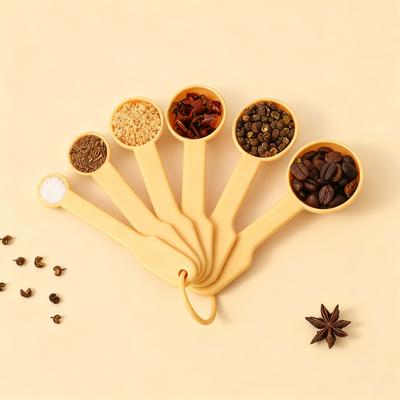 6pcs/set Plastic Measuring Spoon Set Multi-functional Nestable Sugar Spice Coffee Measure Spoons Baking Tools Kitchen Accessorie