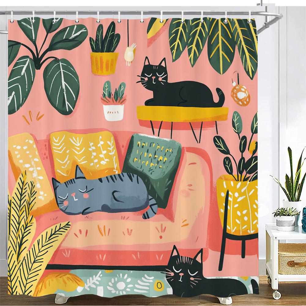 Cartoon Animal Alphabet Shower Curtain Kids ABC Educational Learning Tools Baby Girls Boys Colourful Bath Curtain Bathroom Decor