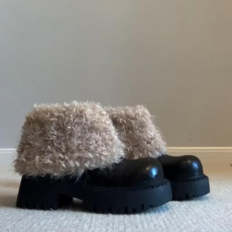 ~ Cm thick-soled short boots women's winter plush furry art raw Martin boots snow boots keep warm