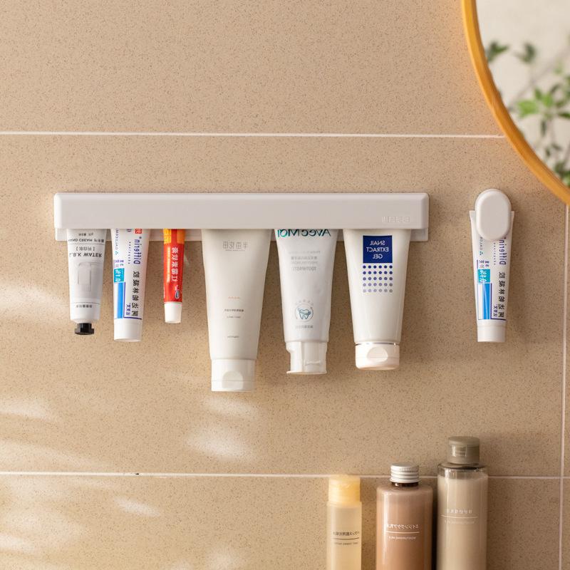 Wall Mounted Toothpaste Squeezer Holder for Bathroom Storage No Drilling Installation for Face Wash and Toothpaste Organizer Shelf