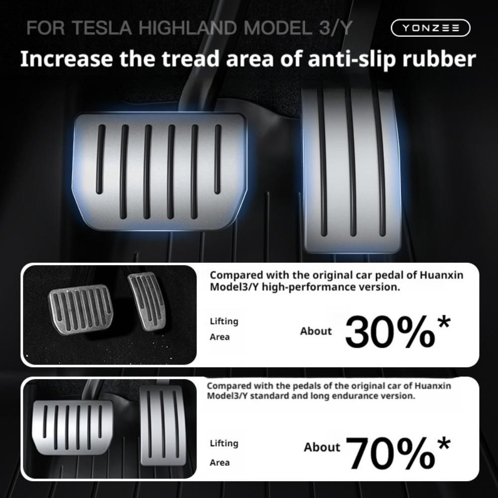Yz For Latest Tesla Model 3 Y Highland Juniper - Foot Pedals Snap-Fit Install Alloy Gas Fuel Brake Accelerator Pedal Cover