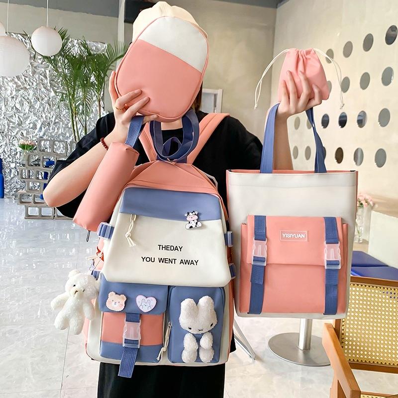 School bag backpack large capacity new middle and high school school bag casual nylon backpack cute girl shoulder make-up bag