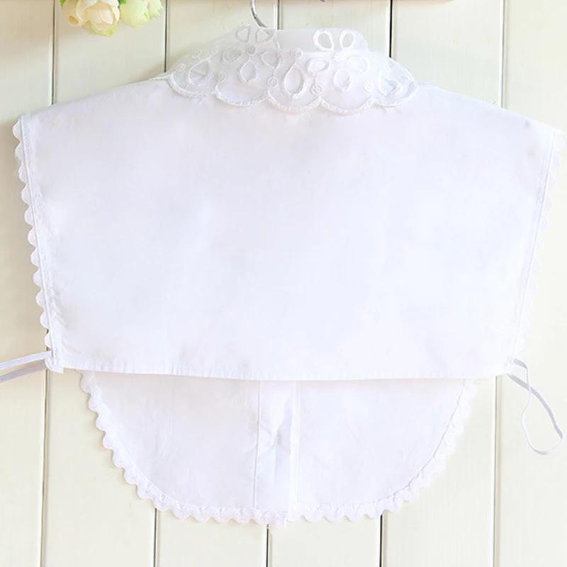Women  Ladies New Stylish Hollow Out Lace Solid Color Lapel Shirt Blouse Detachable Collars Fake Collar