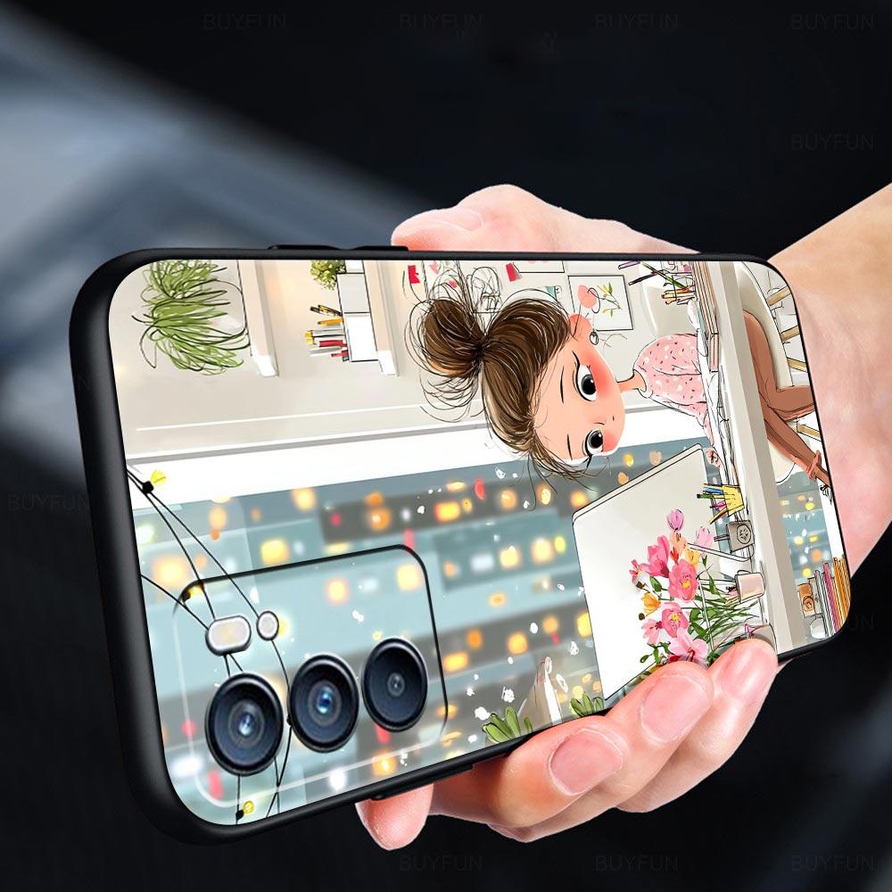 Cartoon Girl Phone Case For Oppo A17 A31 A54 A57 A78 A79 A98 Find X5 X6 Reno 6 7 8 10 11 12 13 F Pro 5G Soft TPU Cover Funda Bag
