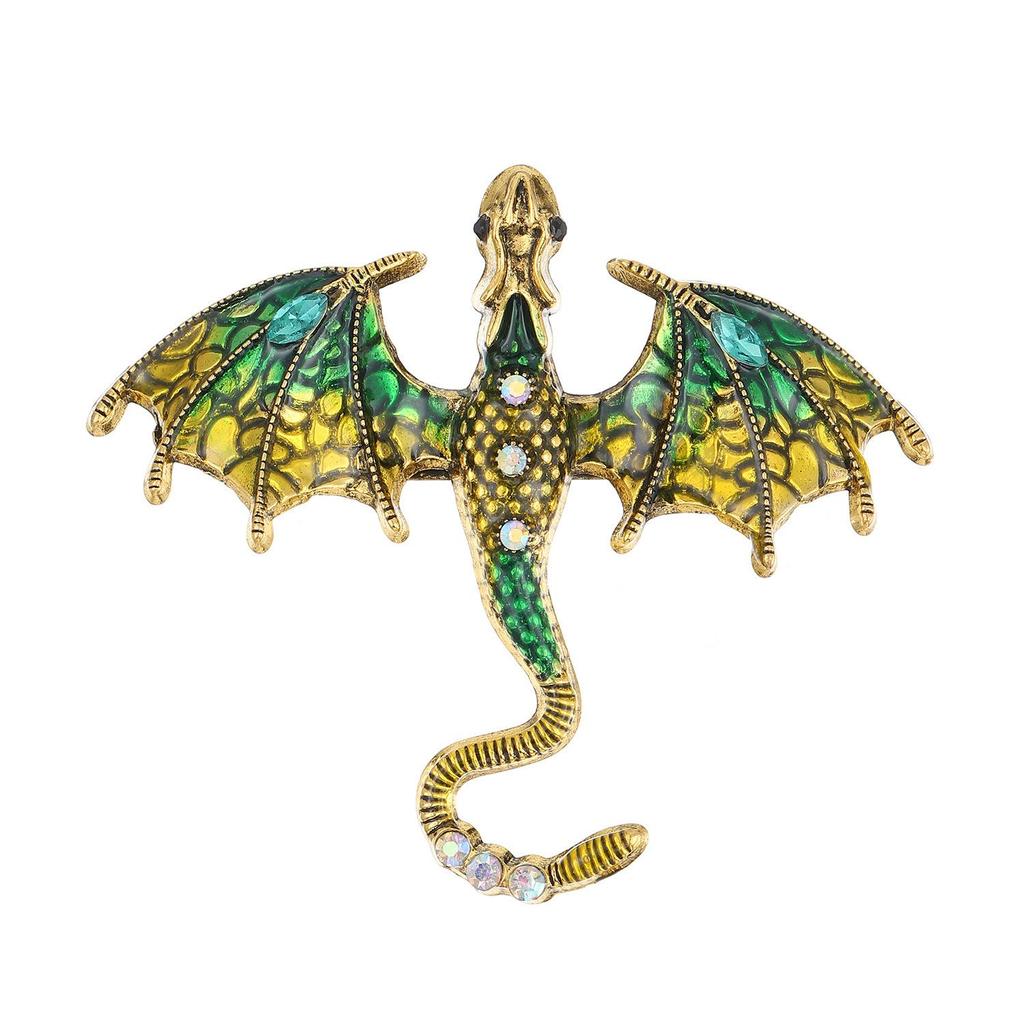 Retro Colorful Enamel Dragon Brooch - Unisex Lapel Pin & Necklace Accessory