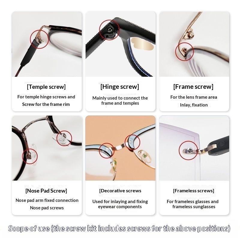 1 Set Mini Precision Screwdriver Eyeglasses Repair Kit With Screws And Soft Nose Pads For Reading Glasses