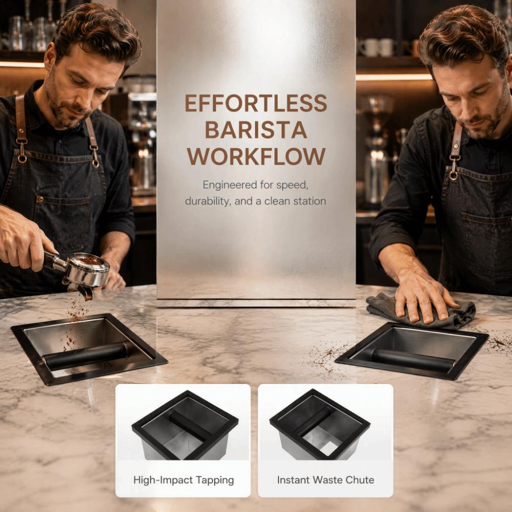 Stainless Steel Coffee Knock Box Open Bottom Desktop Knock Box Espresso Knock Box For Restaurant
