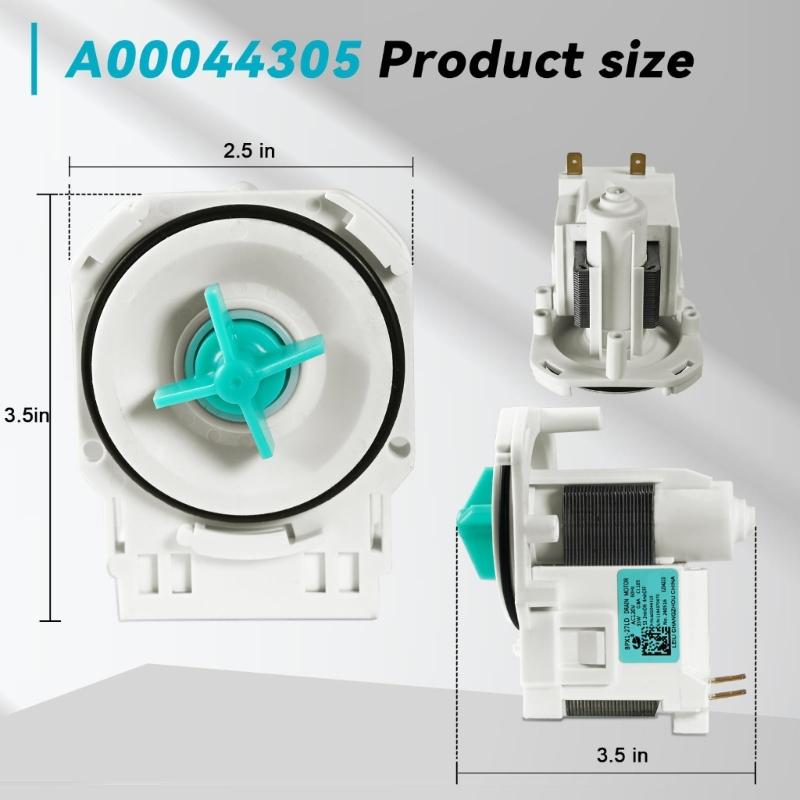 Universal Dishwasher Drain Pump Assembly 120V 60Hz 35W Replacement Part for Multiple Models Including A00044305 3276730