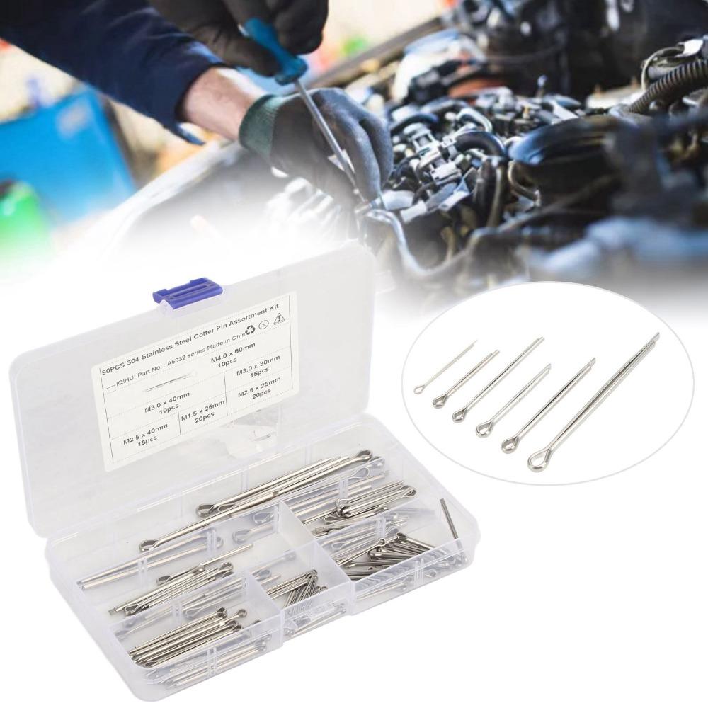 90PCS Stainless Steel Hairpin Cotter 6 Sizes Cotter Pin Assortment Kit  Automotive Repair