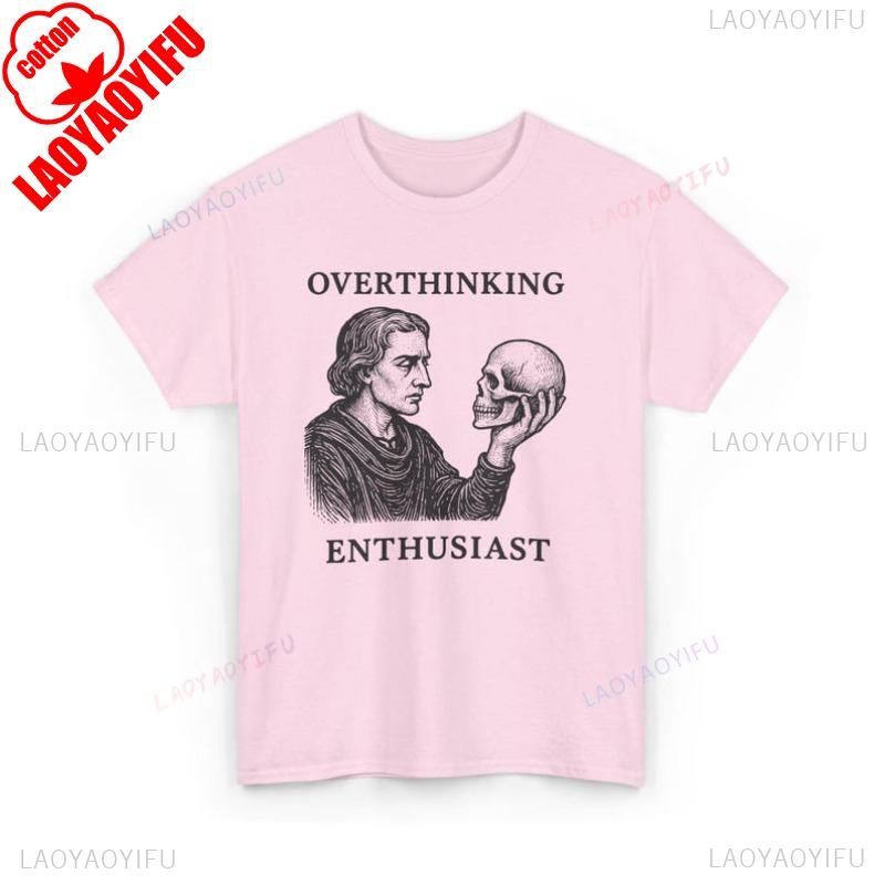 Overthinking Skull Shirt Funny Gothic Vintage Tee Dark Academia Humor Top Literary Aesthetic Gift for Thinkers  Book Lovers
