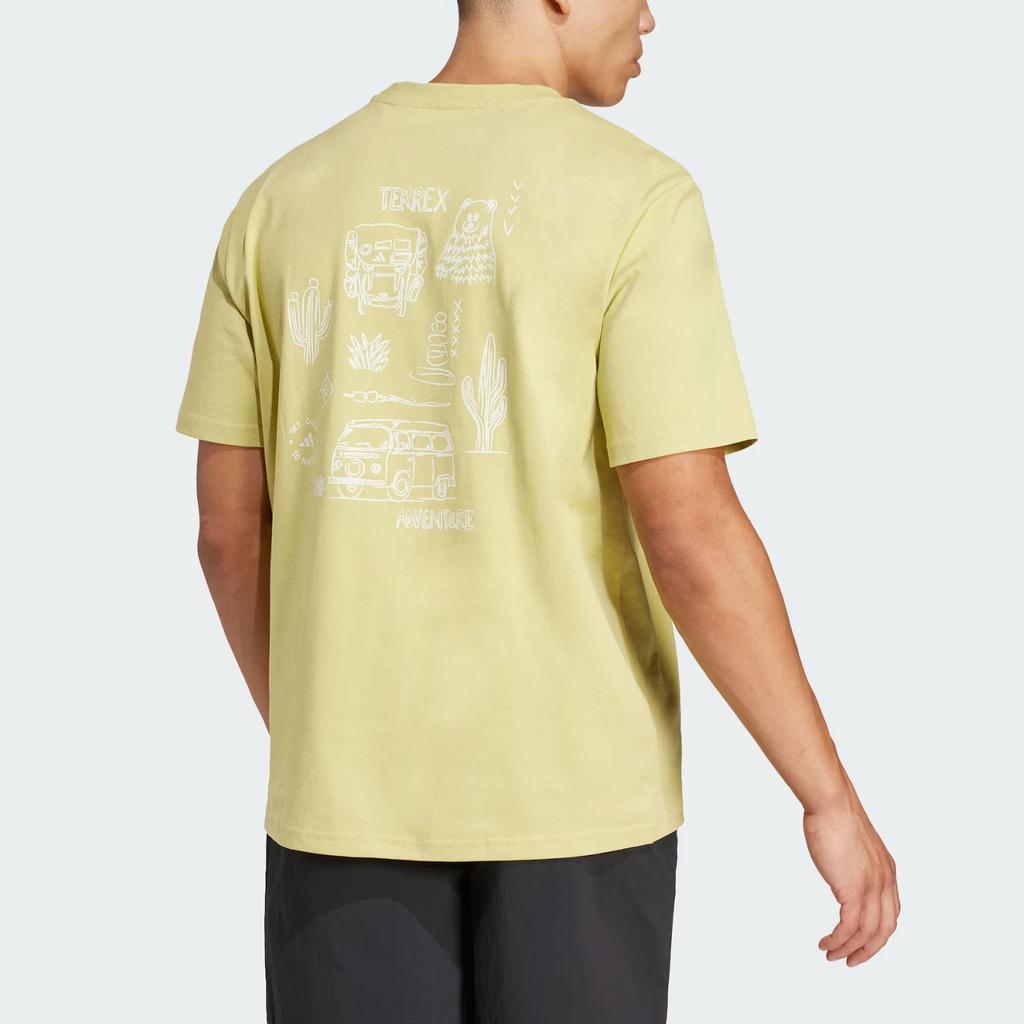 Adidas Terrex Polygiene Graphic Loose Fit Crew Neck Short Sleeve T-Shirt Men Tops Light-Gold JI8329