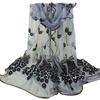 Women Fashion Peacock Flower Embroidered Lace Scarf Long Soft Wrap Shawl Stole