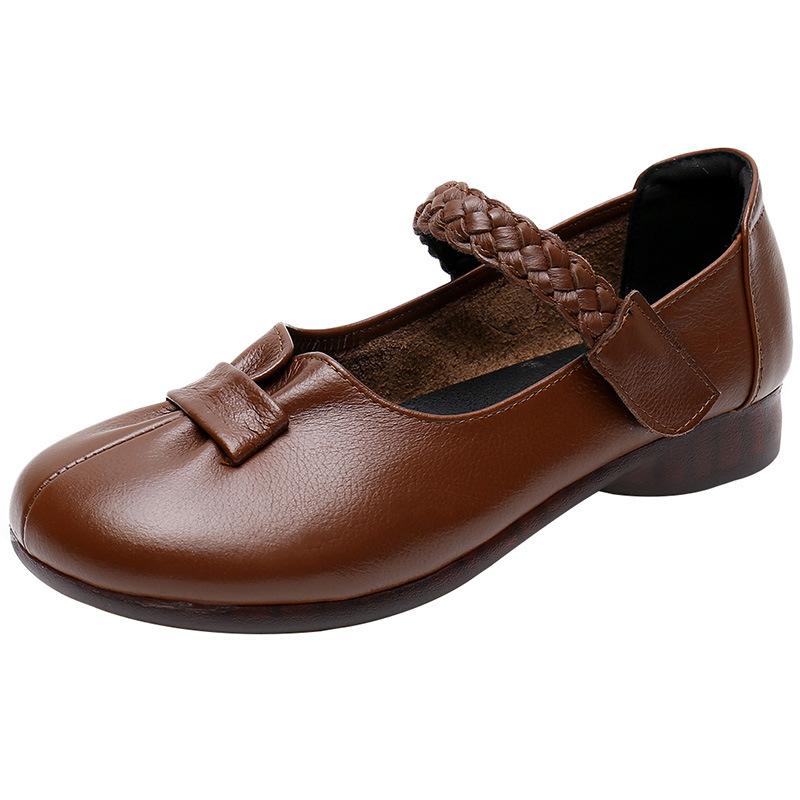 Comfortable and Non-slip 2025 Soft-soled Mother Shoes, Spring and Autumn Models, Middle-aged and Elderly Women's Shoes, Retro Soft Leather Single Shoe