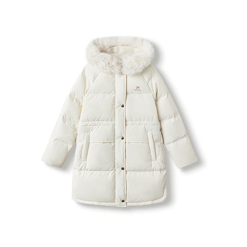 Balabala Girls' Hooded Mid-Length Down Jacket