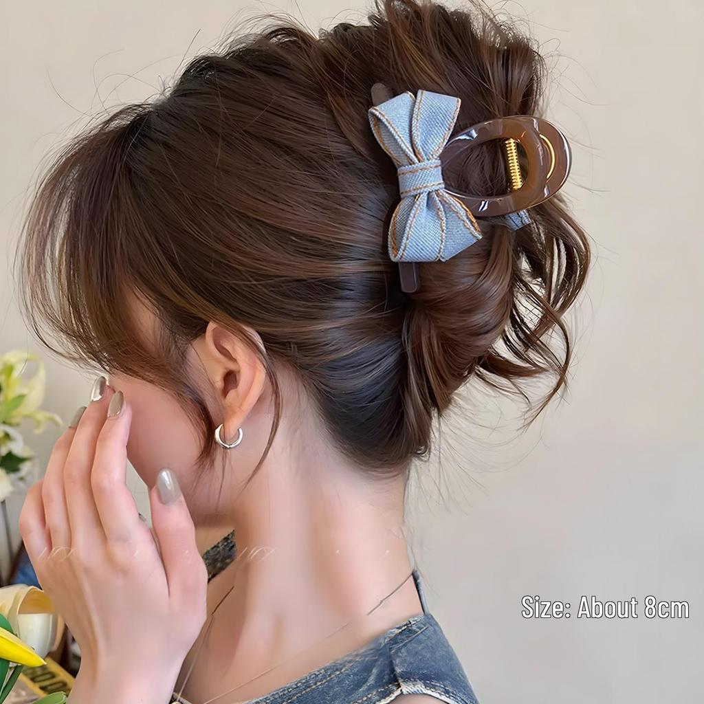 Women's Bowknot Claw Clip: Small & Medium Sizes, Ideal for Little Hair & Half Updos