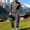 Men's Winter Fleece Multi Pocket Zipper Sweatshirt 2 Piece Set Personalized Sweatpants