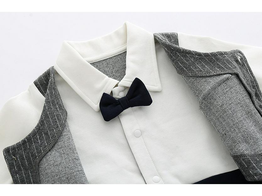 Newborn Padded First Birthday Dress & Romper Suit for Autumn/Winter - Baby Boy's 100-Day Crawling Outfit