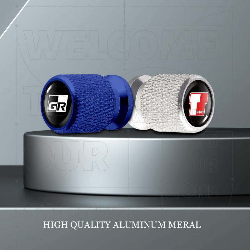 For Toyota GR Sport T Sport YARiS Hilux Camry LOGO 4pcs Car Wheel Tire Valve Aluminum Caps Tyre Stem Covers Airdust Waterproof