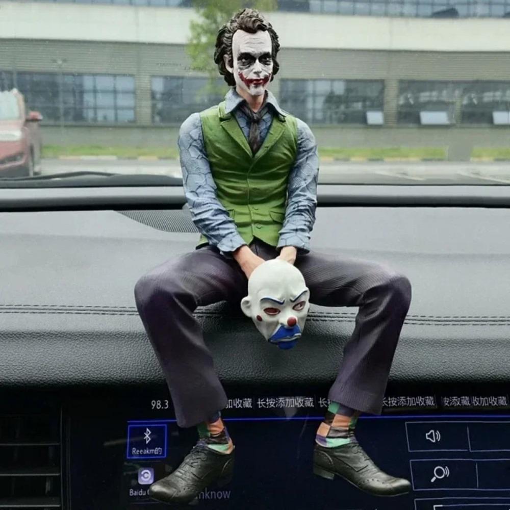 HOT Roof Decoration Joker Heath Ledger Sitting Posture Figures Car Doll Tail And Roof Pendant Model Statue Collectable Toys