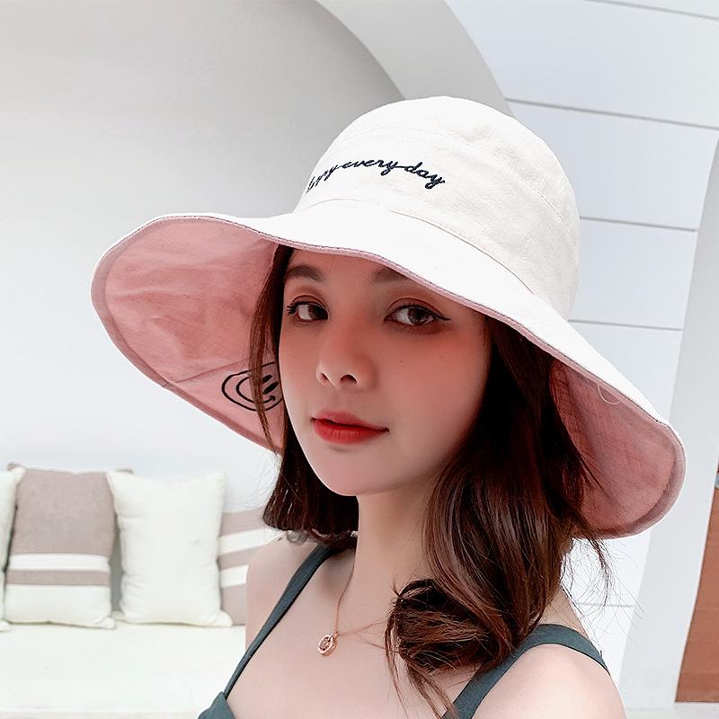 cotton bucket hat ladies summer sun protection panama hat double-sided sun hat fedora Caps outdoor fisherman hat beach hats